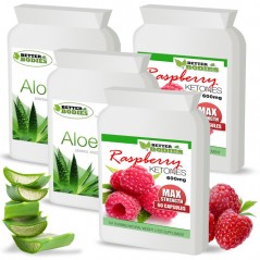 Raspberry Ketone 600mg & Aloe Vera Cleanse Combo (2 month supply)
