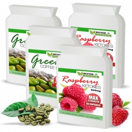 Raspberry Ketone 600mg & Green Coffee Bean 6000mg capsules (2 month supply) 