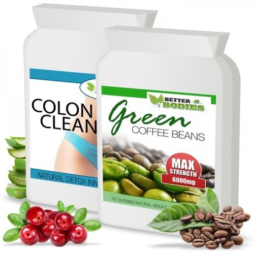 Green Coffee Bean Extract 6000mg & Colon Cleanse 1 month supply (120 capsules)