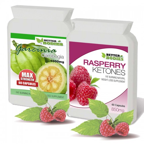 Raspberry ketone (60) & Garcinia Cambogia 1000mg (60) capsules combo pack